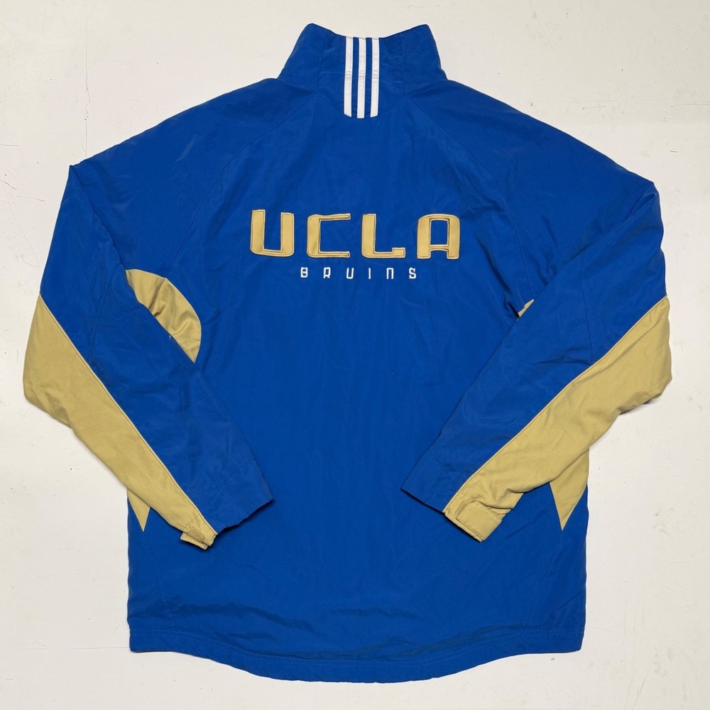 VTG Adidas Climaproof UCLA Bruins Full Zip Windbreaker Jacket Blue Gold Mens‎ XL